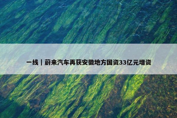 一线｜蔚来汽车再获安徽地方国资33亿元增资