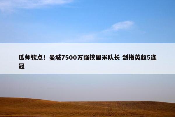 瓜帅钦点！曼城7500万强挖国米队长 剑指英超5连冠