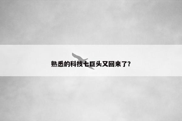 熟悉的科技七巨头又回来了？