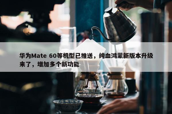 华为Mate 60等机型已推送，纯血鸿蒙新版本升级来了，增加多个新功能