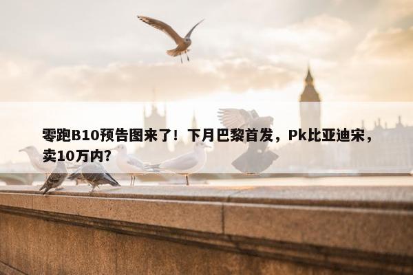 零跑B10预告图来了！下月巴黎首发，Pk比亚迪宋，卖10万内？