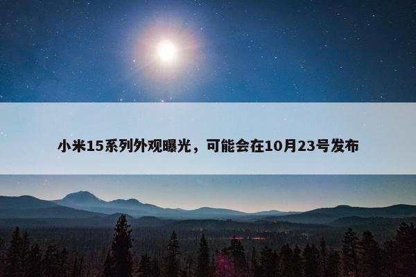 小米15系列外观曝光，可能会在10月23号发布