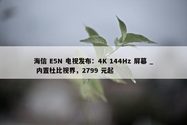 海信 E5N 电视发布：4K 144Hz 屏幕 _ 内置杜比视界，2799 元起