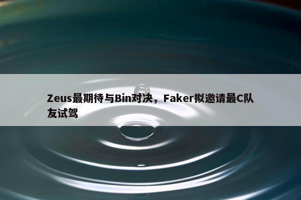 Zeus最期待与Bin对决，Faker拟邀请最C队友试驾