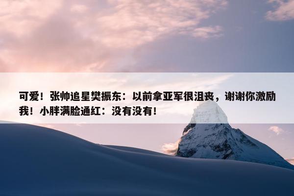 可爱！张帅追星樊振东：以前拿亚军很沮丧，谢谢你激励我！小胖满脸通红：没有没有！