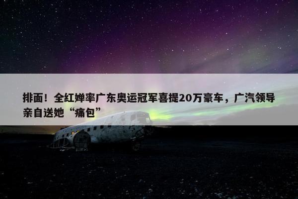 排面！全红婵率广东奥运冠军喜提20万豪车，广汽领导亲自送她“痛包”