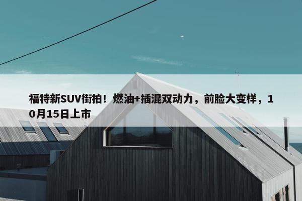 福特新SUV街拍！燃油+插混双动力，前脸大变样，10月15日上市