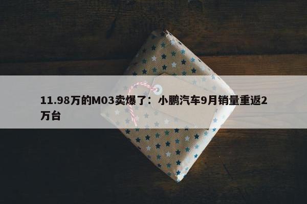 11.98万的M03卖爆了：小鹏汽车9月销量重返2万台