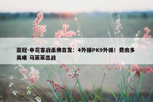 亚冠-申花客战柔佛首发：4外援PK9外援！费南多 吴曦 马莱莱出战