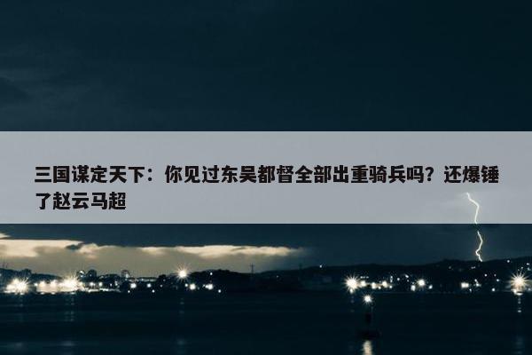 三国谋定天下：你见过东吴都督全部出重骑兵吗？还爆锤了赵云马超