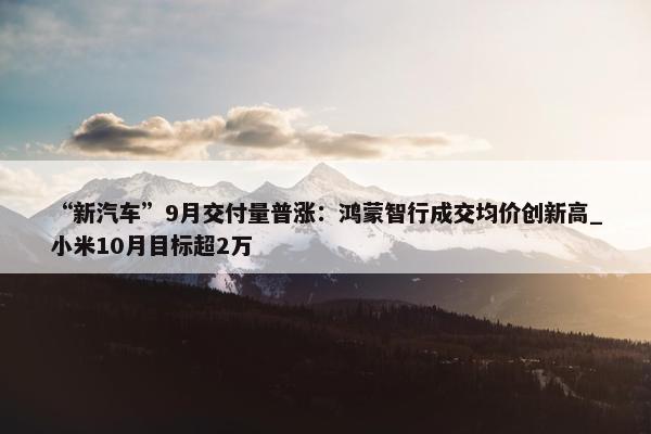 “新汽车”9月交付量普涨：鸿蒙智行成交均价创新高_小米10月目标超2万