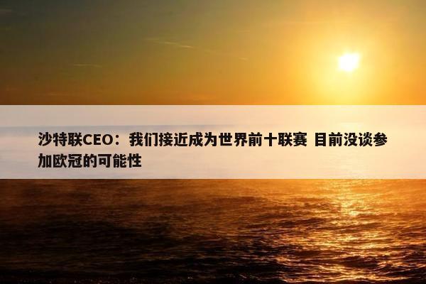 沙特联CEO：我们接近成为世界前十联赛 目前没谈参加欧冠的可能性