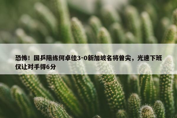 恐怖！国乒陪练何卓佳3-0新加坡名将曾尖，光速下班仅让对手得6分