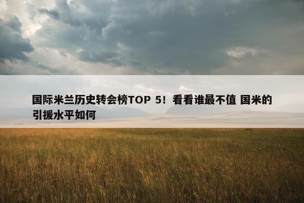 国际米兰历史转会榜TOP 5！看看谁最不值 国米的引援水平如何