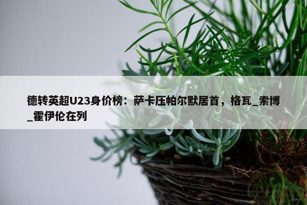 德转英超U23身价榜：萨卡压帕尔默居首，格瓦_索博_霍伊伦在列