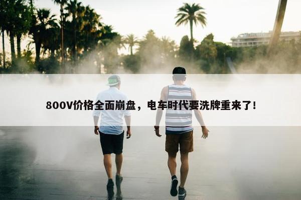 800V价格全面崩盘，电车时代要洗牌重来了！