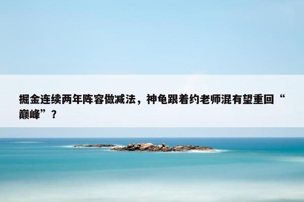 掘金连续两年阵容做减法，神龟跟着约老师混有望重回“巅峰”？