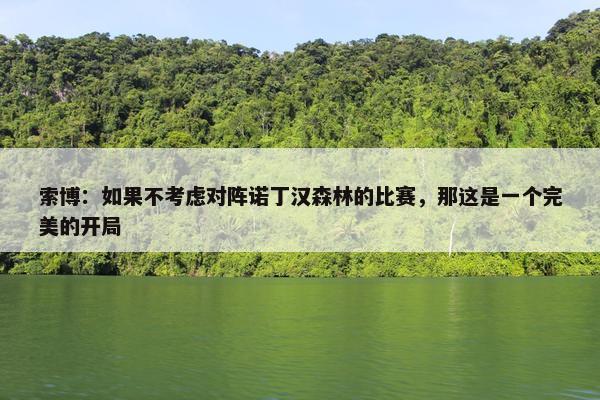 索博：如果不考虑对阵诺丁汉森林的比赛，那这是一个完美的开局