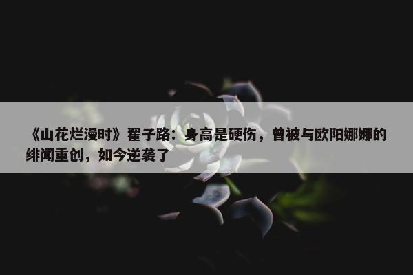 《山花烂漫时》翟子路：身高是硬伤，曾被与欧阳娜娜的绯闻重创，如今逆袭了