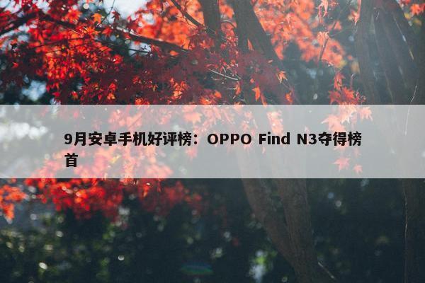 9月安卓手机好评榜：OPPO Find N3夺得榜首