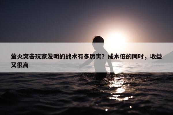 萤火突击玩家发明的战术有多厉害？成本低的同时，收益又很高