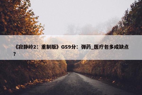 《寂静岭2：重制版》GS9分：弹药_医疗包多成缺点？