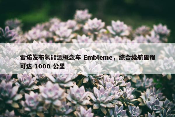 雷诺发布氢能源概念车 Embleme，综合续航里程可达 1000 公里