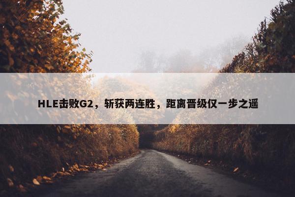 HLE击败G2，斩获两连胜，距离晋级仅一步之遥