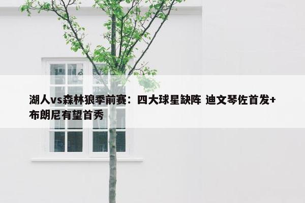 湖人vs森林狼季前赛：四大球星缺阵 迪文琴佐首发+布朗尼有望首秀