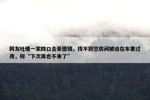 网友吐槽一家四口去景德镇，找不到空房间被迫在车里过夜，称“下次再也不来了”