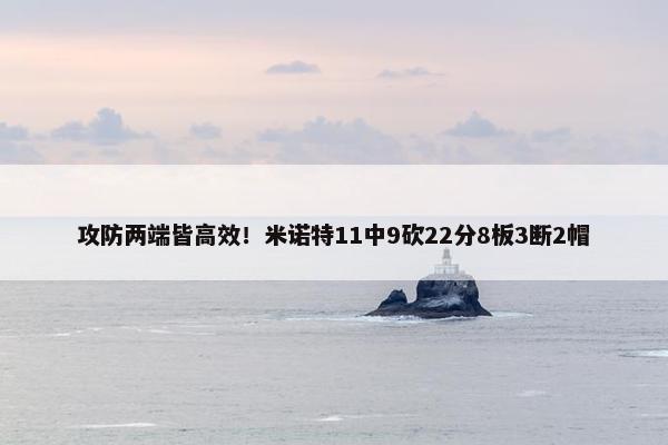 攻防两端皆高效！米诺特11中9砍22分8板3断2帽