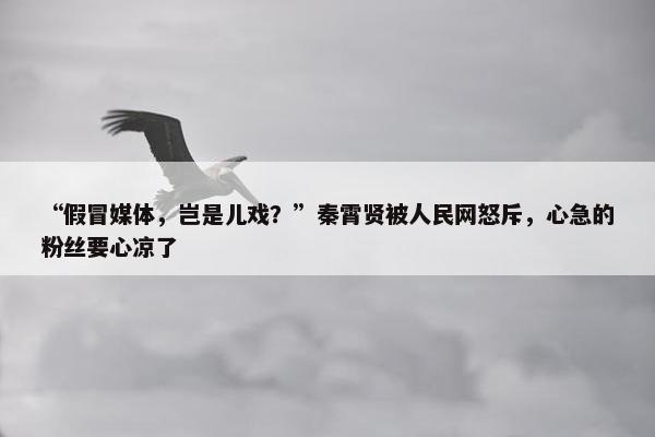 “假冒媒体，岂是儿戏？”秦霄贤被人民网怒斥，心急的粉丝要心凉了