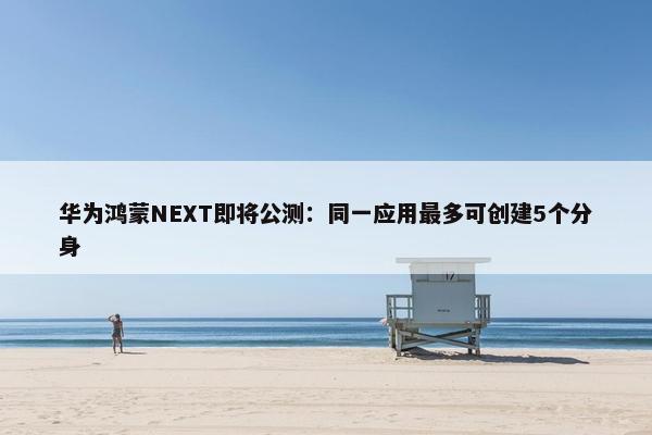 华为鸿蒙NEXT即将公测：同一应用最多可创建5个分身