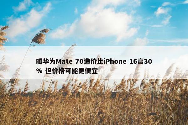 曝华为Mate 70造价比iPhone 16高30% 但价格可能更便宜