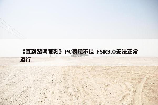 《直到黎明复刻》PC表现不佳 FSR3.0无法正常运行