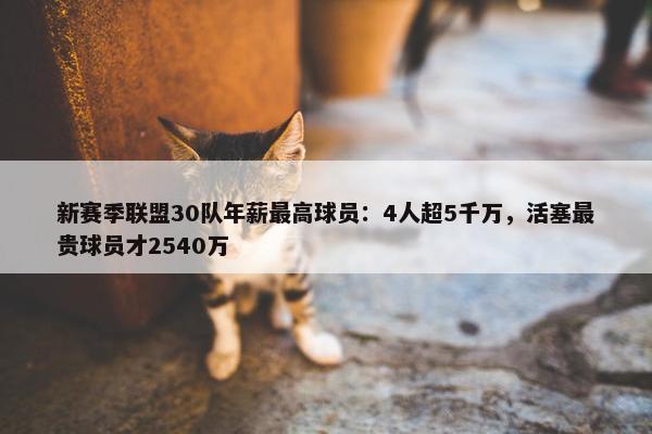 新赛季联盟30队年薪最高球员：4人超5千万，活塞最贵球员才2540万