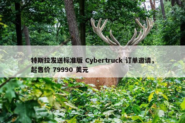 特斯拉发送标准版 Cybertruck 订单邀请，起售价 79990 美元