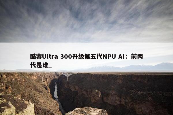 酷睿Ultra 300升级第五代NPU AI：前两代是谁_