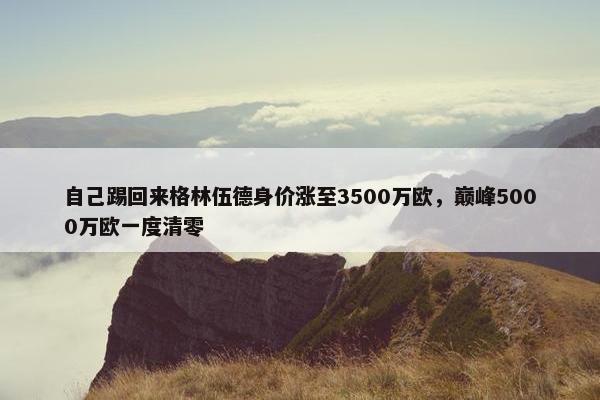 自己踢回来格林伍德身价涨至3500万欧，巅峰5000万欧一度清零