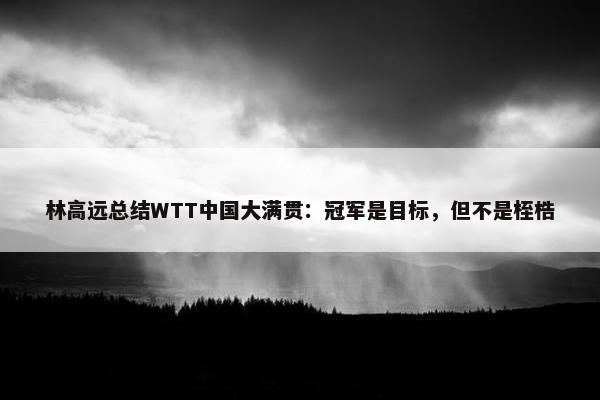 林高远总结WTT中国大满贯：冠军是目标，但不是桎梏