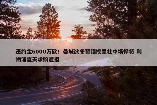 违约金6000万欧！曼城欲冬窗强挖皇社中场悍将 利物浦夏天求购遭拒