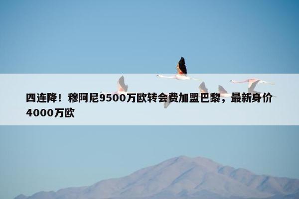 四连降！穆阿尼9500万欧转会费加盟巴黎，最新身价4000万欧