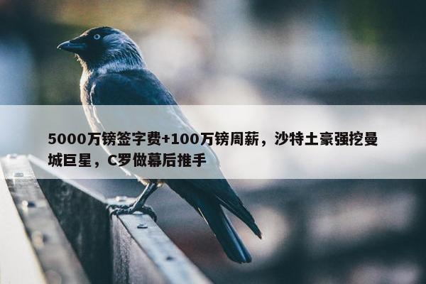 5000万镑签字费+100万镑周薪，沙特土豪强挖曼城巨星，C罗做幕后推手