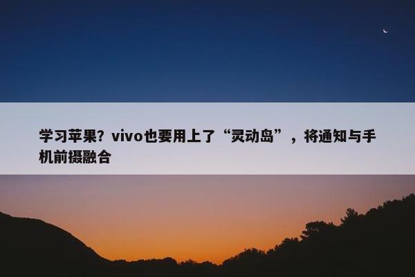 学习苹果？vivo也要用上了“灵动岛”，将通知与手机前摄融合