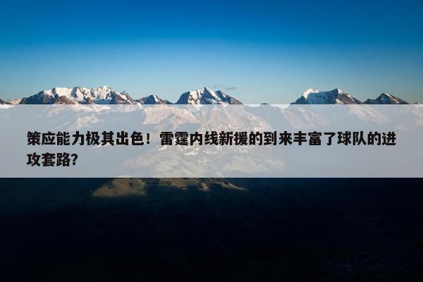 策应能力极其出色！雷霆内线新援的到来丰富了球队的进攻套路？