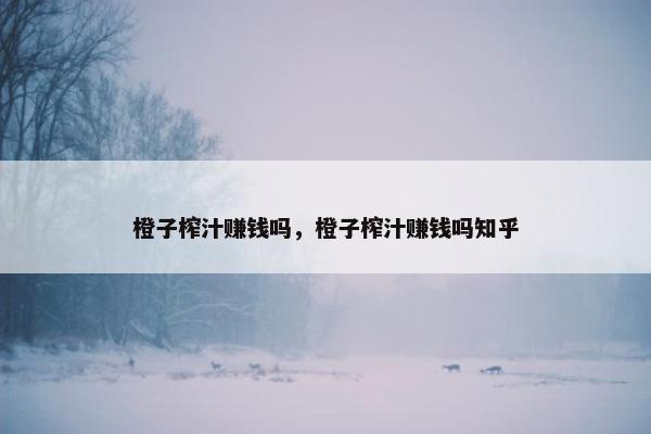 橙子榨汁赚钱吗，橙子榨汁赚钱吗知乎