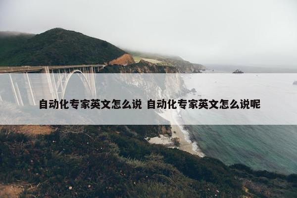 自动化专家英文怎么说 自动化专家英文怎么说呢