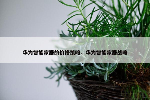 华为智能家居的价格策略，华为智能家居战略