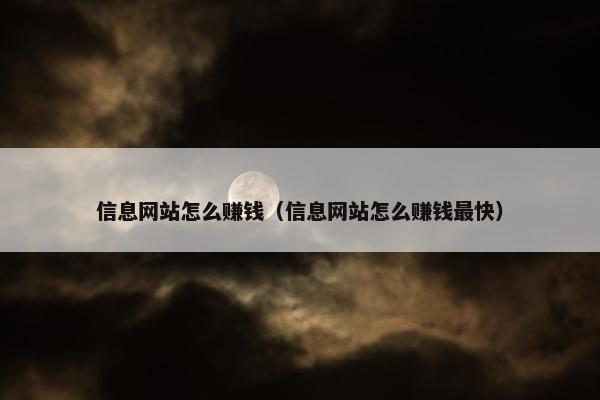 信息网站怎么赚钱（信息网站怎么赚钱最快）