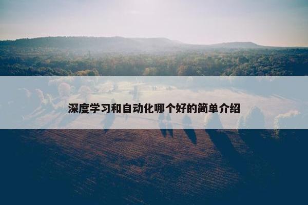 深度学习和自动化哪个好的简单介绍